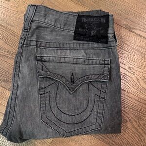 True Religion Charcoal Gray Denim Jeans with Signature Pocket size 36 30inseam